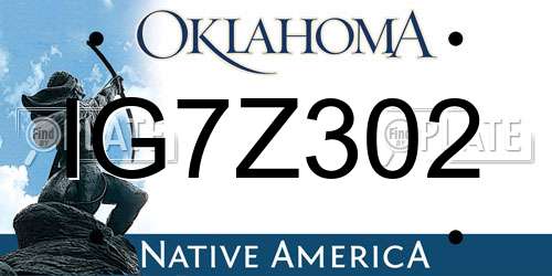IG7Z302 Oklahoma License Plate