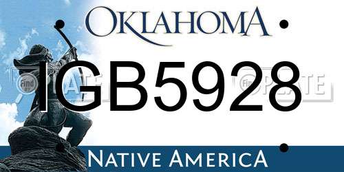 IGB5928 Oklahoma License Plate