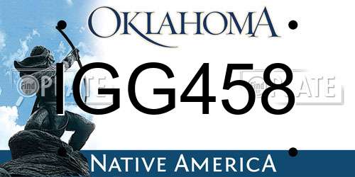 IGG458 Oklahoma License Plate