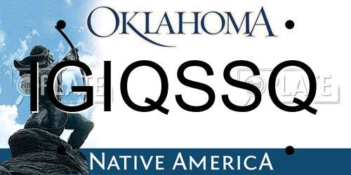 IGIQSSQ Oklahoma License Plate