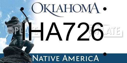 IHA726 Oklahoma License Plate
