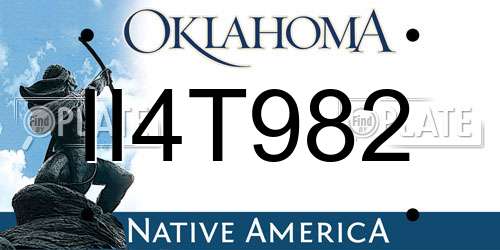 II4T982 Oklahoma License Plate
