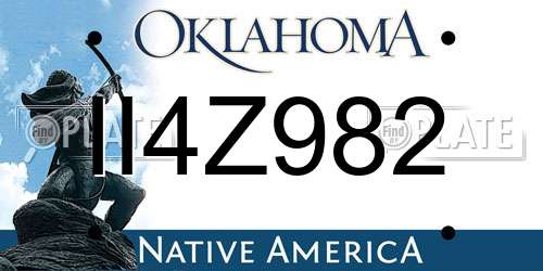 II4Z982 Oklahoma License Plate