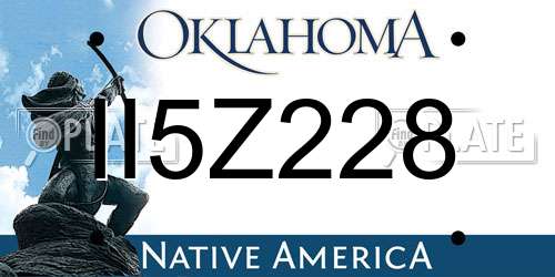II5Z228 Oklahoma License Plate