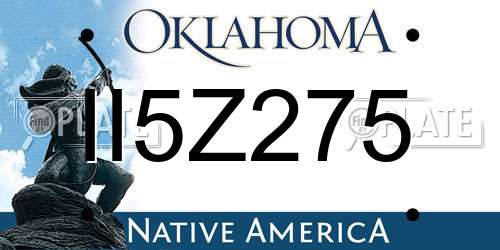 II5Z275 Oklahoma License Plate