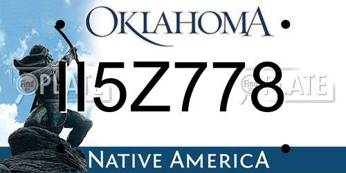 II5Z778 Oklahoma License Plate