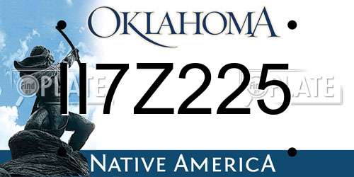 II7Z225 Oklahoma License Plate