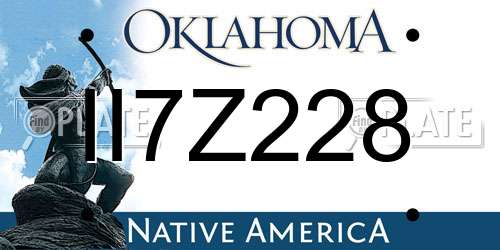 II7Z228 Oklahoma License Plate