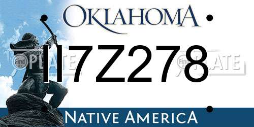 II7Z278 Oklahoma License Plate