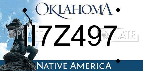 II7Z497 Oklahoma License Plate