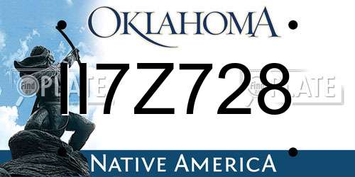 II7Z728 Oklahoma License Plate