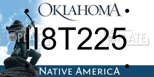 II8T225 Oklahoma License Plate
