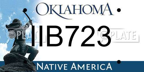 IIB723 Oklahoma License Plate