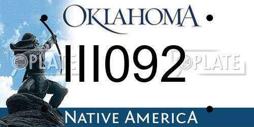 III092 Oklahoma License Plate