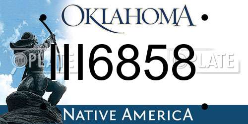 III6858 Oklahoma License Plate