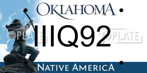 IIIQ92 Oklahoma License Plate