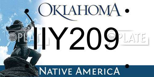 IIY209 Oklahoma License Plate
