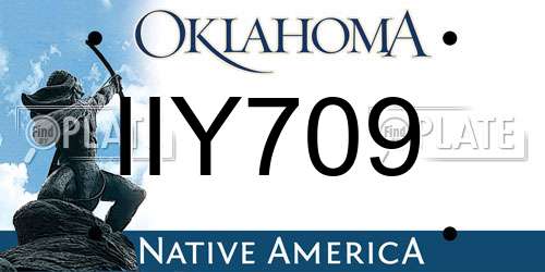 IIY709 Oklahoma License Plate