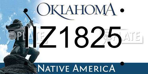 IIZ1825 Oklahoma License Plate