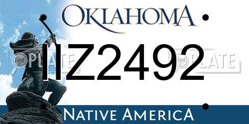 IIZ2492 Oklahoma License Plate