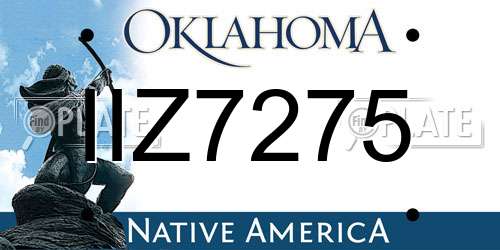IIZ7275 Oklahoma License Plate