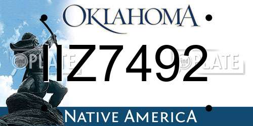 IIZ7492 Oklahoma License Plate