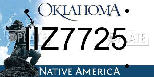 IIZ7725 Oklahoma License Plate