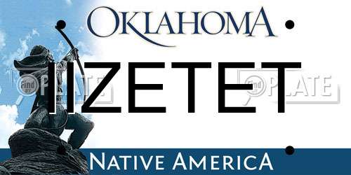 IIZETET Oklahoma License Plate