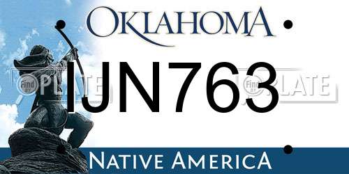 IJN763 Oklahoma License Plate