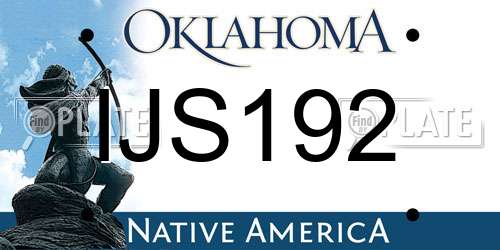 IJS192 Oklahoma License Plate