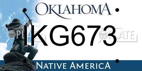 IKG673 Oklahoma License Plate