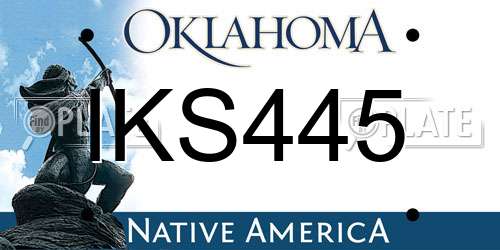 IKS445 Oklahoma License Plate