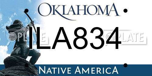 ILA834 Oklahoma License Plate