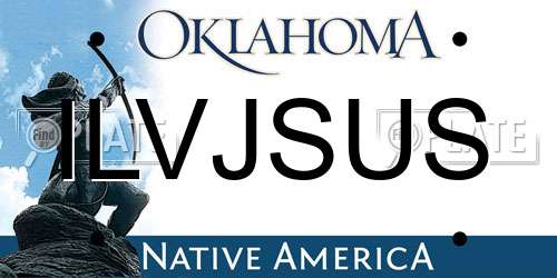 ILVJSUS Oklahoma License Plate