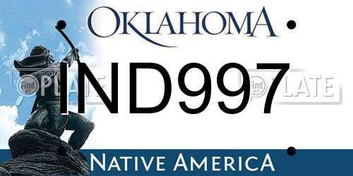 IND997 Oklahoma License Plate