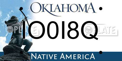 IO0I8Q Oklahoma License Plate
