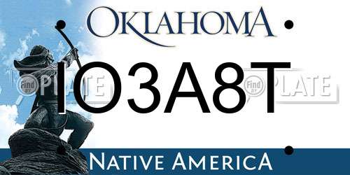 IO3A8T Oklahoma License Plate