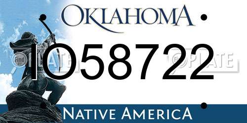 IO58722 Oklahoma License Plate