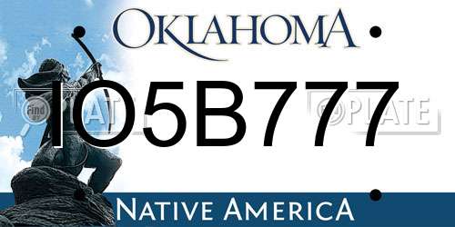 IO5B777 Oklahoma License Plate