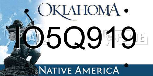 IO5Q919 Oklahoma License Plate