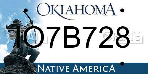IO7B728 Oklahoma License Plate