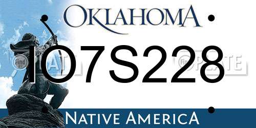IO7S228 Oklahoma License Plate