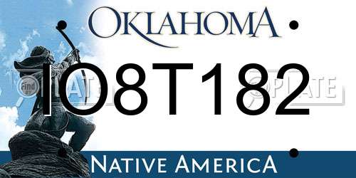 IO8T182 Oklahoma License Plate