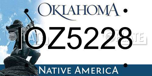 IOZ5228 Oklahoma License Plate