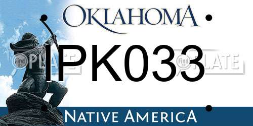 IPK033 Oklahoma License Plate