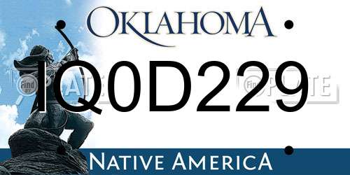 IQ0D229 Oklahoma License Plate