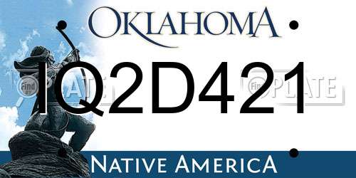IQ2D421 Oklahoma License Plate