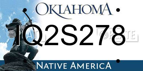 IQ2S278 Oklahoma License Plate