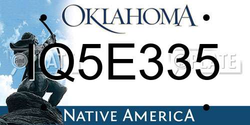IQ5E335 Oklahoma License Plate