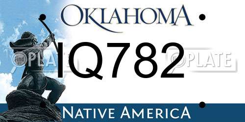 IQ782 Oklahoma License Plate